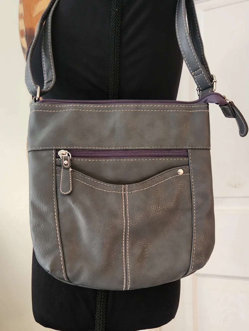 croft & barrow Gray Faux-Leather Crossbody Shoulder Bag